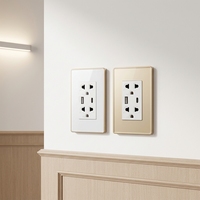 Prise US JoeySmart 16A AC avec ports USB-C et USB, en verre trempé, PD 20W, 120x72mm, verre et métal