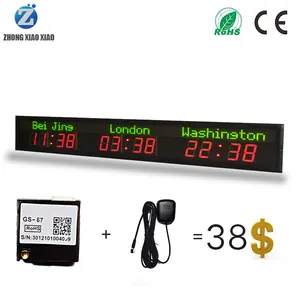 ZHONG XIAO-Reloj de pared digital multifunción, temporizador led de tres zonas horarias