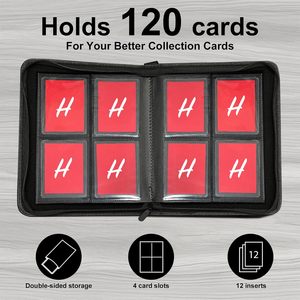 Porte-cartes en cuir PU imperméable de qualité supérieure avec 9 pochettes et fermeture éclair sécurisée, album de cartes à collectionner personnalisé noir, juste pour ranger les acryliques - Product Image 5