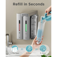 Distributeur de savon mural manuel moderne en plastique rechargeable, pompe à shampoing, conteneur de savon liquide pour hôtel, cuisine, salle de bain