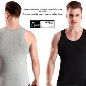 Débardeur de sport décontracté en pur coton pour hommes - Product Image 4