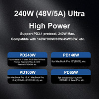 PD 240W Cable de carga rápida 2 en 1 Cordón de teléfono móvil universal Tipo C a USB C Cable Aleación de zinc Bloqueo Cuello Correa de teléfono para muñeca