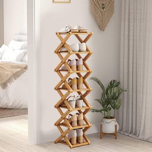 Étagère à chaussures pliable en bambou à 7 niveaux, design moderne, autoportante, en <span class=keywords><strong>bois</strong></span>, pour la maison, l'appartement, l'hôtel, pour l'ameublement de salon - Product Image 4