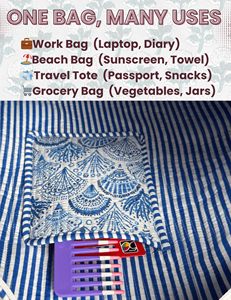 Ginzeal cotone trapuntato con Logo personalizzato in cotone sovradimensionato Tote <span class=keywords><strong>Bag</strong></span> in tela di cotone riutilizzabili durevole Weekender grande Shopping <span class=keywords><strong>Bag</strong></span> - Product Image 6