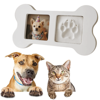 Kit d'empreintes d'argile commémorative pour chien Empreinte de patte de chien en bois Cadre de photo souvenir