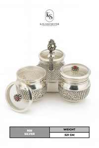 Juego de Recipientes de Almacenamiento de Plata de Diseño con Bandeja, Vajilla Tradicional India de Plata para Decoración del Hogar y Regalos Premium - Product Image 2