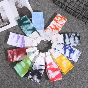 Chaussettes Tie Dye pour hommes, chaussettes de rue, basket-ball, Skateboard, mode Cool, drôle, respirant, Tube hip hop, cadeau pour femmes