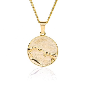 Moneda <span class=keywords><strong>de</strong></span> disco <span class=keywords><strong>de</strong></span> oro <span class=keywords><strong>de</strong></span> 18 quilates <span class=keywords><strong>de</strong></span> plata 925 <span class=keywords><strong>de</strong></span> moda para hombre, <span class=keywords><strong>de</strong></span> creación <span class=keywords><strong>de</strong></span> Adán COLLAR COLGANTE, joyería para hombre - Product Image 1