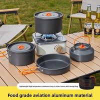 Ensemble de cuisine de camping en alliage d'aluminium avec modèle thermographique – Poêle et bouilloire portables pour la randonnée en plein air – Kit complet d'équipement de cuisson