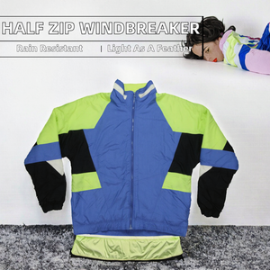 6403-XUJO-Cotton Half Zip Safari <b>Jacket</b> Custom Oversize Lightweight Windbreaker Spring Woven <b>Waterproof</b> - Product Image 2