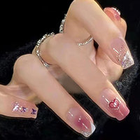 Capsule à ongles transparente, étiquette privée, pression sur la pointe de l'ongle, dégradé violet, cercueil, faux ongles