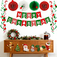 608396 PARTYMAKER Weihnachts-Papierset Rot Grün Weiß Bogenform Partydekoration Frohe Weihnachten Banner Innenbereich Feiertagsdekoration