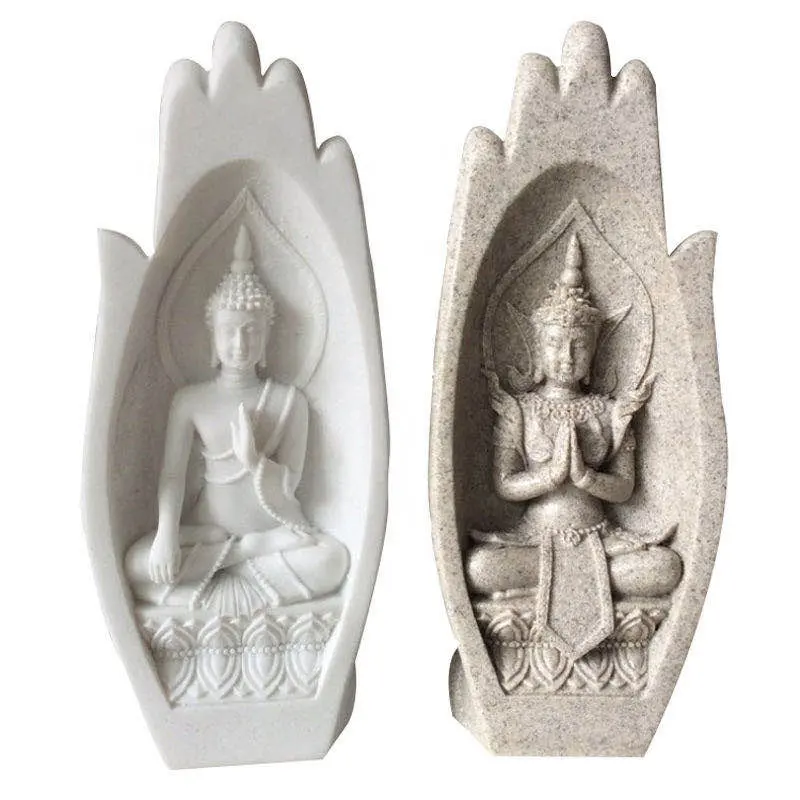 Escultura de Buda de estilo europeo, regalos de resina decorados para sala de estar, piedra arenisca creativa, artesanías budistas