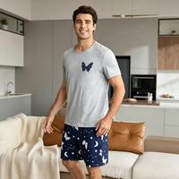 Vente directe d'usine, pyjamas d'été courts pour couples, tissu tricoté doux, ensemble décontracté pour la maison