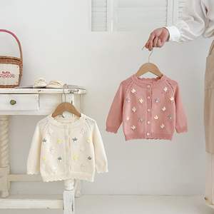 Veste en tricot pour bébé nouveau-né Angou, automne, tricotée à la main, manches longues, cardigan, <span class=keywords><strong>manteau</strong></span> uni pour fille - Product Image 2