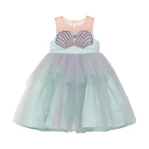 custom Mermaid Evening tulle skirt mesh Elegant Dress Ariel Clothes Kids Fancy Dress sea green color dresses