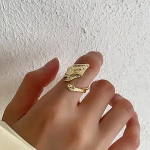 VIANRLA Gold Statement Ring 925 Sterling Silver Large 18k Gold Plated Minimalist Rings