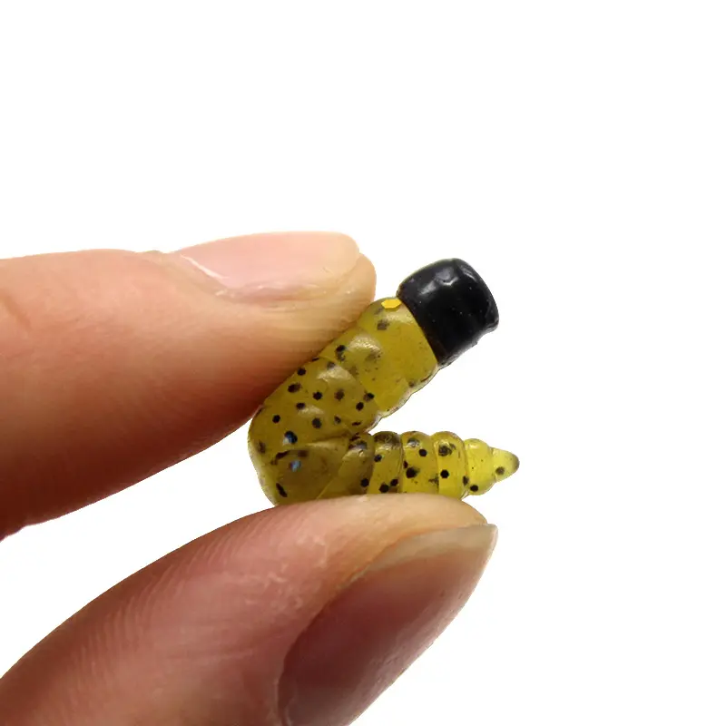 New2022 larva isca de pesca realista, vermes amarelos biônicos, bug, macio, de silicone, moldes de pescar