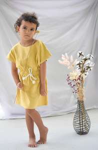 ชุดเดรสผ้าเทอร์รี่แบบมินิมอลสำหรับเด็ก <span class=keywords><strong>แขน</strong></span>สั้นทรง<span class=keywords><strong>ปีกค้างคาว</strong></span> ชุดเดรสลำลองสำหรับเด็กผู้หญิง - Product Image 5