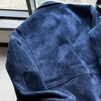 Nouvelle Collection 2026 – Blouson Bomber Homme en Daim et Peau de Mouton Bleu Royal, Style Vintage, Respirant, avec Empiècements en Cuir, Décontracté et Polyvalent