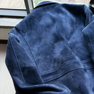 Chaqueta de Hombre de Lujo Azul Rey de Ante y Piel de Oveja, Estilo Old Money, Bomber Utilitario Casual Transpirable con Parches de Cuero - Gran Venta 2026 - Product Image 6