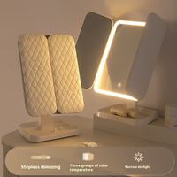 3-Fold LED Makeup Mirror 3X Stepless Dimming Touch Control Adjustable Color Temperature Flexible USB-Powered Angle Adjustment