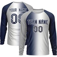Camiseta de Béisbol Personalizada con Degradado, Manga Larga, Unisex, Absorbe la Humedad, con Nombre y Número Personalizados, Ropa Deportiva de Equipo