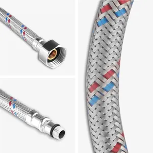 Flexible Plumbing Hose With Stainless Steel Flex Nut Inch 3/8 Faucet Water Tap Kitchen Toilet Basin Supply Line