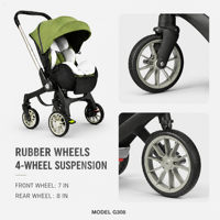 Poussette pliable compacte 3 en 1 en alliage d'aluminium pour les voyages en famille, poussette bébé OEM ODM, capacité de charge de 20 kg, 0-3 ans