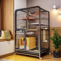 Cage à chat d'intérieur en métal grande taille, multi-niveaux, à monter soi-même, avec espace toilette pour chatons, enclos de jeu pour animaux de compagnie