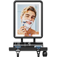 Miroir de douche chauffant anti-buée avec éclairage LED, miroir de rasage à intensité réglable, sans perçage, amovible, pour salle de bain et maquillage