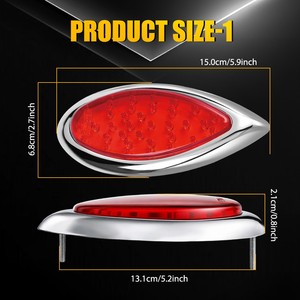 2 luces traseras LED rojas en forma de lágrima para camión y remolque, con función de freno, direccional y estacionamiento. - Product Image 4