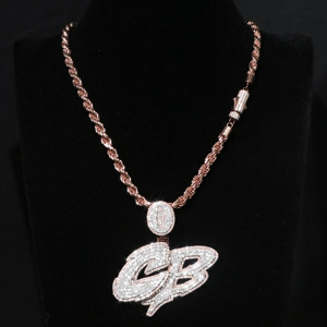 Mặt dây chuyền Moissanite tùy chỉnh dành cho nam, trang sức rapper, Hip Hop, kim cương VVS1, chữ cái tên tùy chỉnh, mặt dây chuyền Moissanite tùy chỉnh - Product Image 1