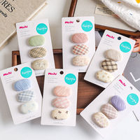 MUJU D422 3er-Set Stoff-Haarspangen 3,7 cm Gerippte Karierte Blumen-Ovale Haarklammern mit individuellem Logo, Kartonverpackung, sofort lieferbar, kleine Mindestbestellmenge, für Kinder