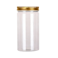 Vente flash - Pot en plastique PET transparent avec couvercle à vis en aluminium - Contenant de stockage alimentaire hermétique pour cosmétiques, herbes et produits secs