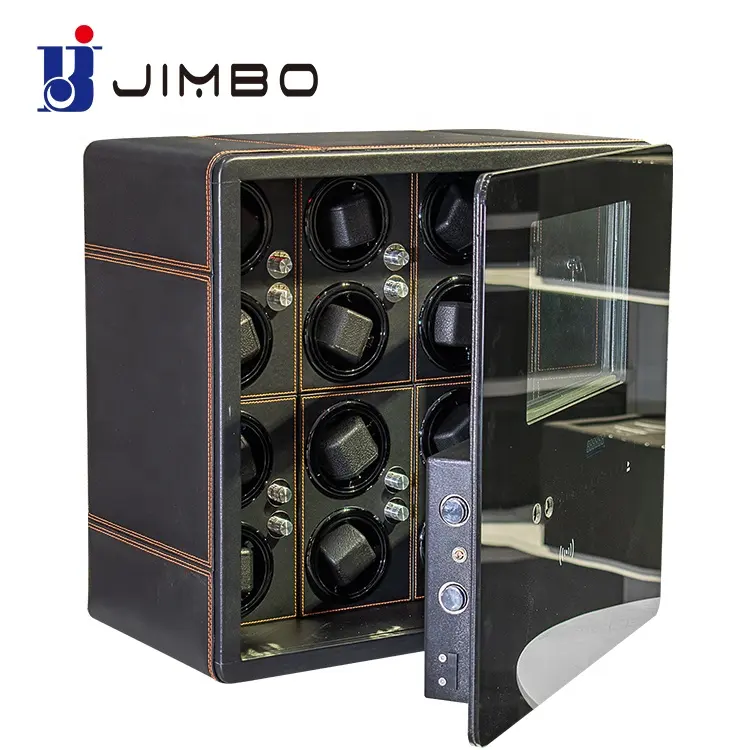 Jimbo 하이 퀄리티 12 모터 자동 시계 와인더 안전, 이중 축 캐비닛
