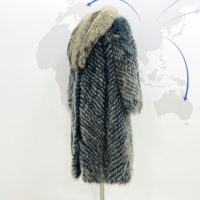 Manteau long en fourrure de raton laveur de style russe - Manteau d'hiver épais et résistant pour femmes en fourrure véritable