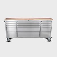 Banc de travail industriel OEM à succès avec 15 tiroirs, armoire à roulettes de 72 pouces en acier inoxydable 430 pour rangement d'atelier