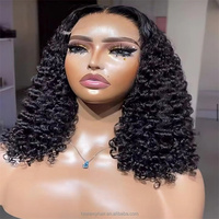 Perruque Bob Courte Pré-coupée Brésilienne Sans Colle, Transparente sur le Devant, pour Cheveux Humains Naturels à 250% de Densité – Vente en Gros
