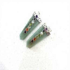 Colgante de Aventurina Verde para Chakra, Gema de Cuarzo Natural, Bañado en Plata, Forma de Bloque, Grabado, Reiki, Sanación, Moda, Amuletos - Product Image 1