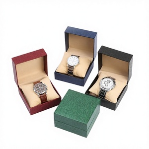 Boîte de rangement pour montres à motif litchi, livraison rapide, étanche avec coussin 10x10cm - Product Image 1