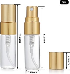Mini Size 2ml 3ml 5ml 10ml Square Screen Printing Travel Empty Glass <b>Spray</b> <b>Perfume</b> <b>Bottle</b> with Gold Aluminum Pump - Product Image 2