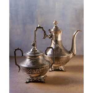 Daniele F. French Silver <b>Metal</b> Tea Set with Elegant <b>Kettle</b> and Pot for Tea Lovers - Product Image 3