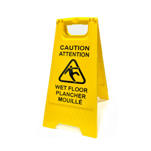 Señal de Advertencia Plegable Ecoclean Personalizable y Duradera de 24 Pulgadas, de Doble Cara, Amarilla, con Aviso de Piso Mojado, para Hoteles, Calles y Vestíbulos - Product Image 1