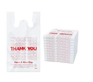 Ritel kuat kustom cetak poli gusset membawa tas belanja bahan makanan untuk supermarket dengan logo tas kaus plastik belanja