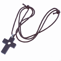 Pendentif Quantum Science Croix Cœur en Pierre de Lave, Énergie Scalaire, Ions Négatifs, avec Chaîne en Acier Inoxydable