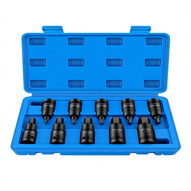 10-Piece Set S2 Hexagon Socket 12-Point M-Type Screwdriver Socket Tool Kit Electric Wrench Special Sockets