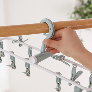 Creative Colorful Plastic Multi-Head Folding Clothes Hanger with 12 Clips for Underwear and Socks <b>Drying</b> <b>Rack</b>; Multifunctional - Product Image 3