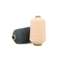 63 # 150d * 2 fil de caoutchouc élastique Dty en Polyester blanc brut fil de gants à Double couverture