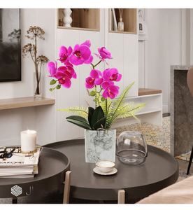 Orchidea Artificiale Viola a 7 Teste con Effetto Realistico in <span class=keywords><strong>Vaso</strong></span> Antiurto <span class=keywords><strong>per</strong></span> Pasqua e Laurea - Product Image 6